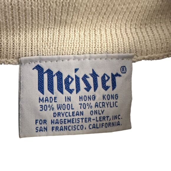 Meister Hong Kong Retro Vintage White, Red, Black Stripe 1/4 Zip Sweater Size L - Picture 6 of 6